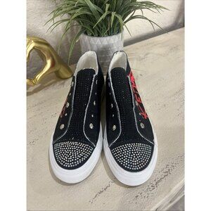 Ecko Red Poppy 158L Graffiti Slip On Laceless Sneakers Women Size 9 Black Rhino